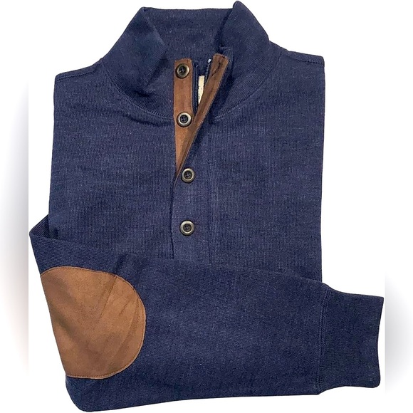 R-Options Men's Button Quarter Zip With Patches Sweater Size L - Picture 1 of 6